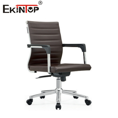 Kursi Kantor Kulit Brown Mid Back Dengan Tangan Modern