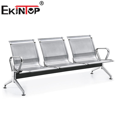 Bangku Tunggu Stainless Steel Perak 3 Kursi Untuk Klinik Rumah Sakit Bandara