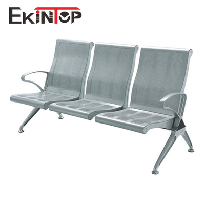 Kursi Tunggu Rumah Sakit Bandara Bahan Besi Stainless Steel 3 Seater