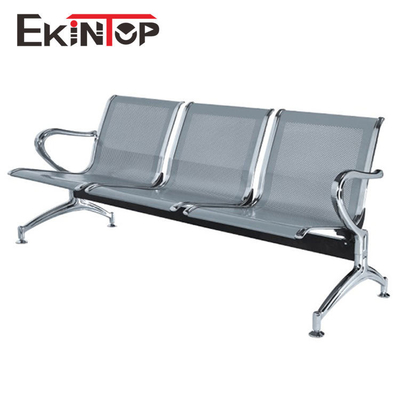 Kursi Tunggu Rumah Sakit Bandara Bahan Besi Stainless Steel 3 Seater