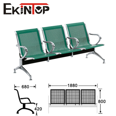 Kursi 3 Kursi Stainless Steel Hijau Untuk Sekolah Bandara Klinik