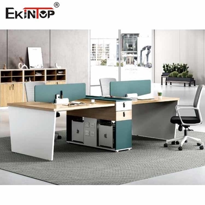 Meja Berbentuk L Komersial Cubicle 6 Orang Untuk Komputer Kantor