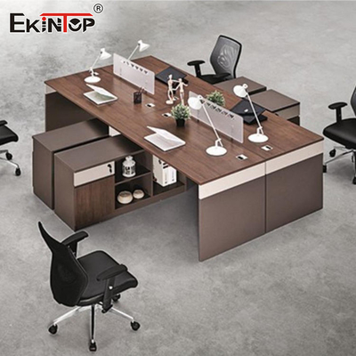Bilik Meja Kantor Multifungsi, Meja Workstation Kayu Untuk Petugas Kantor