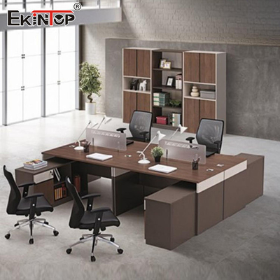 Bilik Meja Kantor Multifungsi, Meja Workstation Kayu Untuk Petugas Kantor