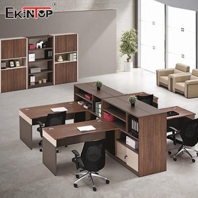 Bilik Meja Kantor Multifungsi, Meja Workstation Kayu Untuk Petugas Kantor