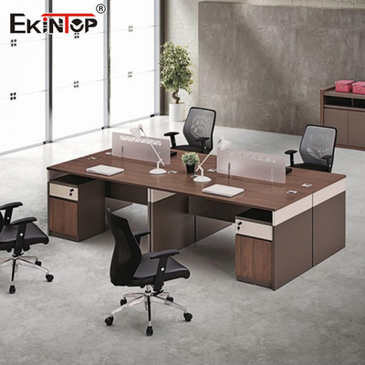 Bilik Meja Kantor Multifungsi, Meja Workstation Kayu Untuk Petugas Kantor