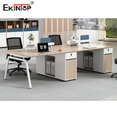 Workstation Kantor Cubicle Kayu Dua Warna Jahitan Mulus OEM