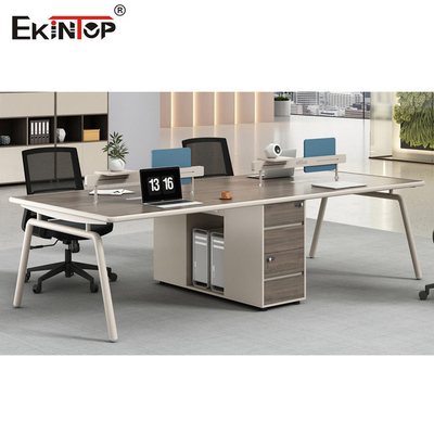 Workstation Kantor Cubicle Kayu Dua Warna Jahitan Mulus OEM