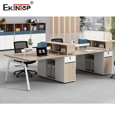 Workstation Kantor Cubicle Kayu Dua Warna Jahitan Mulus OEM