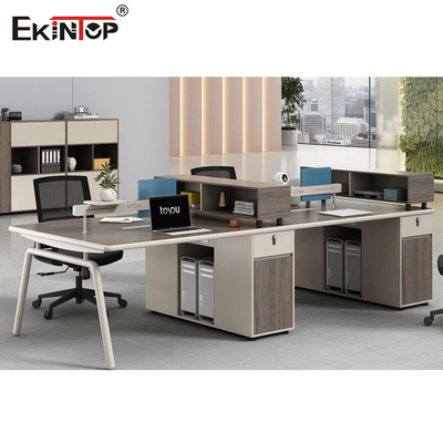 Workstation Kantor Cubicle Kayu Dua Warna Jahitan Mulus OEM