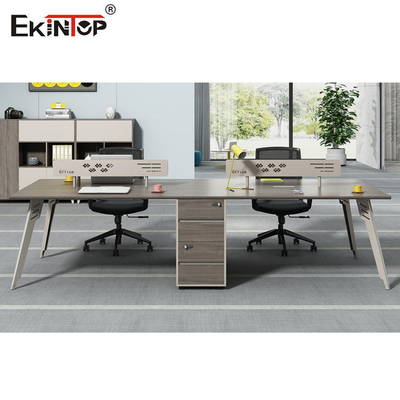 Workstation Kantor Cubicle Kayu Dua Warna Jahitan Mulus OEM