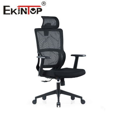 OEM ODM Kursi Ergonomis Tinggi Kembali, Kursi Mesh Hitam Dengan Sandaran Tangan Tetap