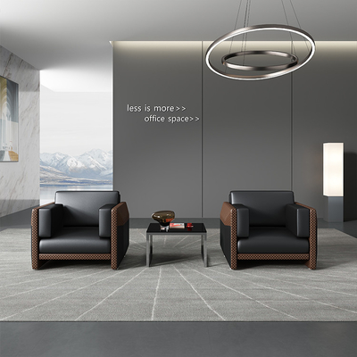 Sofa Kantor Kulit Hitam Modular Untuk Resepsi Bisnis Perusahaan OEM ODM