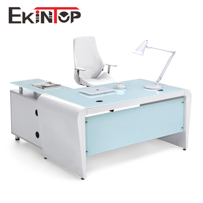 Meja Kantor Kaca Kontemporer Eksekutif Untuk Komputer Kantor OEM ODM
