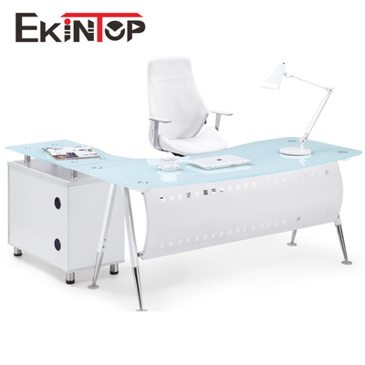 Meja Kaca Kantor Modern Ekintop Tahan Lama Untuk Pekerjaan Kantor OEM