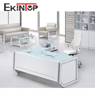 Meja Kaca Kantor Modern Ekintop Tahan Lama Untuk Pekerjaan Kantor OEM