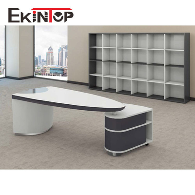 Kantor Meja Eksekutif Kaca Modern MDF Permukaan Mengkilap Bersertifikat SGS