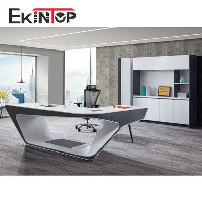 Kantor Meja Eksekutif Kaca Modern MDF Permukaan Mengkilap Bersertifikat SGS