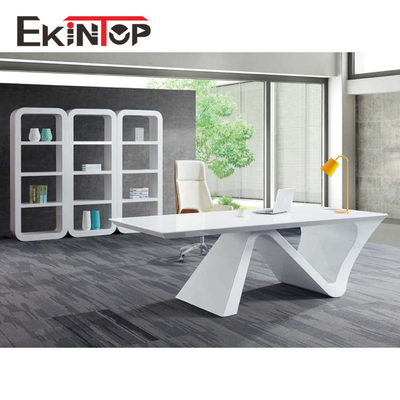 Kantor Meja Eksekutif Kaca Modern MDF Permukaan Mengkilap Bersertifikat SGS