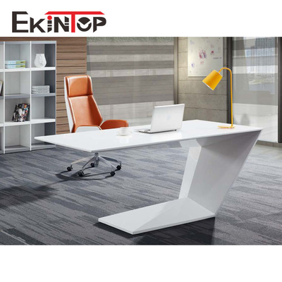 Kantor Meja Eksekutif Kaca Modern MDF Permukaan Mengkilap Bersertifikat SGS