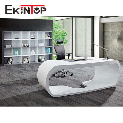 Meja Komputer Eksekutif Modern, Meja Tulis Perabot Kantor 2400x2055x750mm