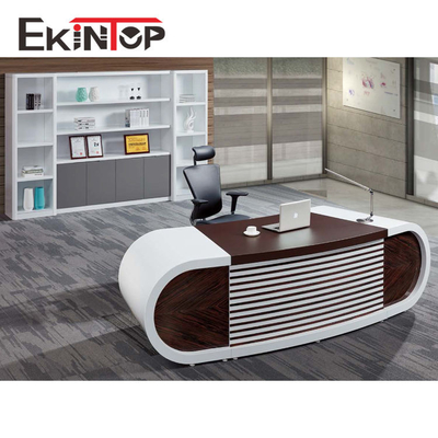 Meja Komputer Eksekutif Modern, Meja Tulis Perabot Kantor 2400x2055x750mm