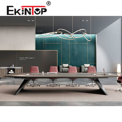 OEM Meja Konferensi Kantor Modern Meja Meeting Modern Walnut Jati Warna
