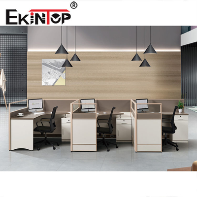 Meja Cubicle Berbentuk L yang Dapat Diperpanjang, Workstation Staf Kantor yang Nyaman
