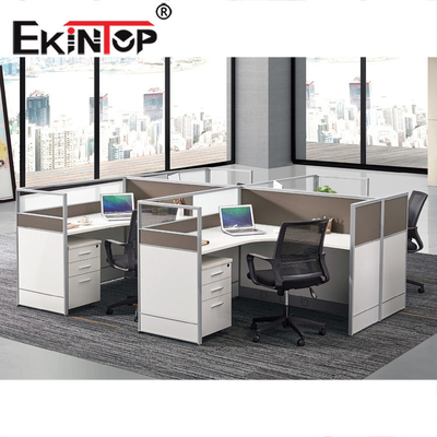 Meja Cubicle Berbentuk L yang Dapat Diperpanjang, Workstation Staf Kantor yang Nyaman