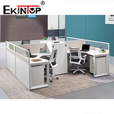 Perabot Kantor Workstation 4 Kursi Komersial Modern Bersertifikat ISO9001