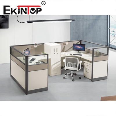 Modern 4 Person Office Workstation Modular Multifungsi Untuk Bengkel Sekolah