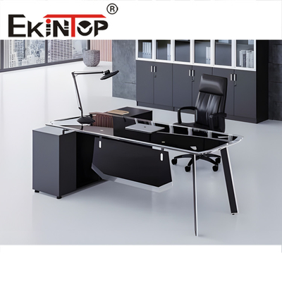 Meja Kaca Tempered Kantor Modern Meja Kaca Persegi Panjang Besar SGS
