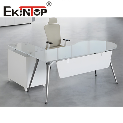 Modern Tempered Glass Komputer Meja Anti Collision Round Corner Untuk Rumah Kantor