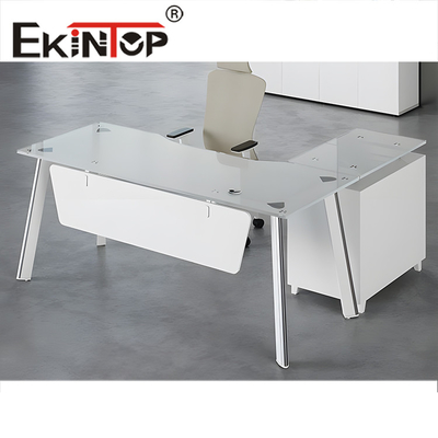 Modern Tempered Glass Komputer Meja Anti Collision Round Corner Untuk Rumah Kantor