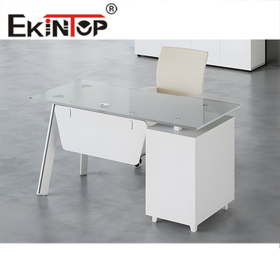 Meja Komputer Kantor Berbentuk Ekintop L Meja Kaca Eksekutif Modern