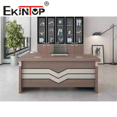 Meja Komputer Eksekutif Papan Partikel Putih Meja Komputer Kayu Dengan 4 Laci