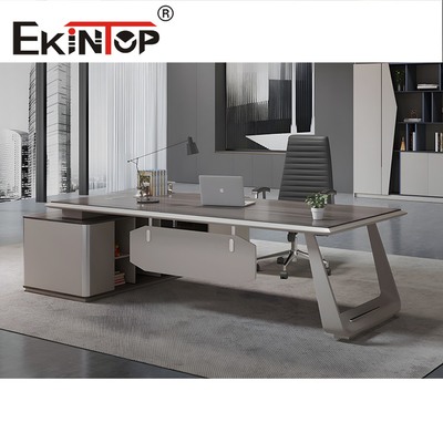Furnitur Kantor Kantor Meja Kayu Bentuk L Hitam Putih Merah Warna Opsional