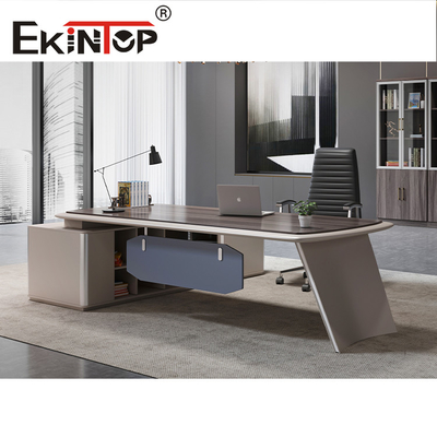 Perabot Kantor Meja Kerja Modern Meja Veneer Kayu Zebrano Anti Kotor