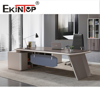 L Shape Executive Modern Desk Lukisan Selesai Anti Air OEM ODM