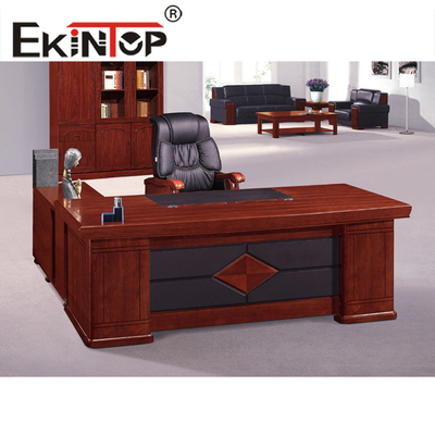 Melukis Meja Kantor Besar Kayu Solid Veneer Atas Kombinasi Kursi Kulit