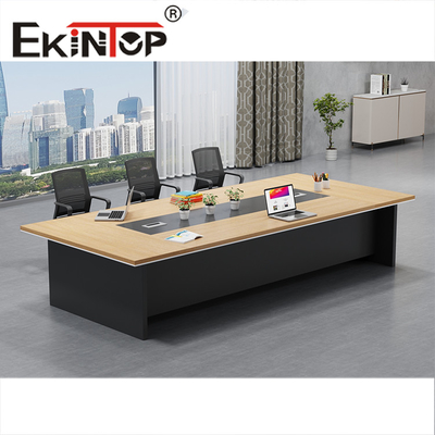 Meja Konferensi Papan Melamin Warna Walnut Tahan Air yang Dapat Diperpanjang