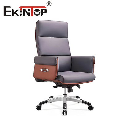 Kursi Kulit Eksekutif Ergonomis Bahan PU Bergulir Dapat Disesuaikan