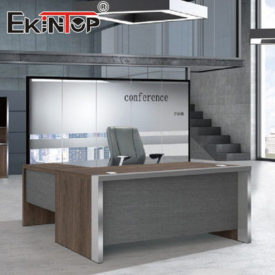Furnitur Meja Kantor Gaya Kayu Modern Meja Eksekutif Kayu Desain Meja Kantor