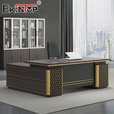 Waterproof L Shape Office Desk Manger Boss Solusi Perabot Kantor Meja Meja Eksekutif