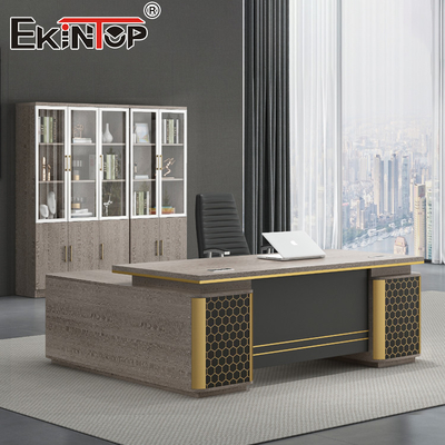 Waterproof L Shape Office Desk Manger Boss Solusi Perabot Kantor Meja Meja Eksekutif