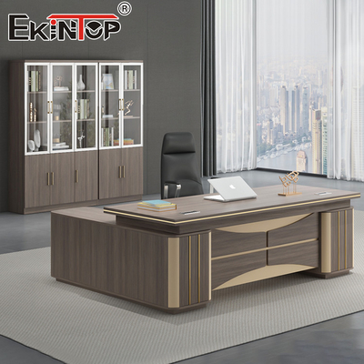Manajer Komersial CEO Bentuk L Meja Kantor Ergonomis Awet Tahan Lama