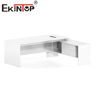 Meja Perabot Kantor Modern Putih Meja Eksekutif Berbentuk L MDF