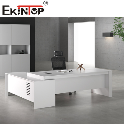 Meja Perabot Kantor Modern Putih Meja Eksekutif Berbentuk L MDF