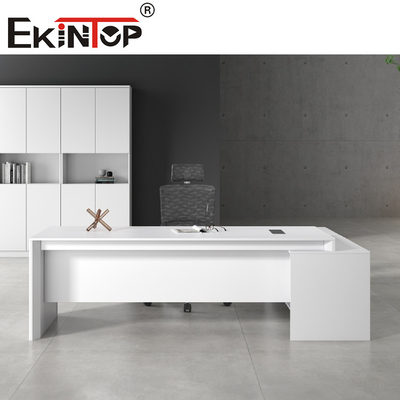 Meja Perabot Kantor Modern Putih Meja Eksekutif Berbentuk L MDF