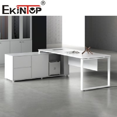Perabot Kantor Eksekutif Atas Kayu Modern Meja Kantor Komputer yang Dapat Diperpanjang